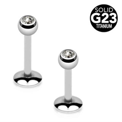 A15  Lippenpiercing Labret Monroe Piercing Barbell Stecker aus Titan mit Zirkonia Kri 16g (1,2 mm) 8 mm 3 mm